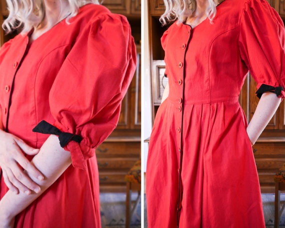 Deadstock Vintage 90er Rotes Trachtenkleid XXL - image 6