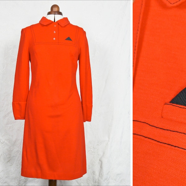 Vintage 70s Orange Knitted Dress L