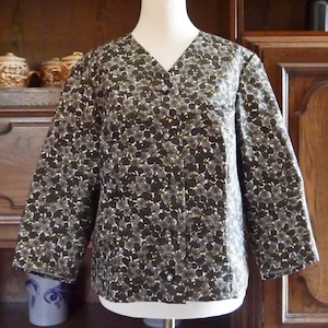 Vintage jaren 60 70 handgemaakte bloemenblazer L