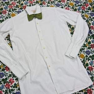 Vintage 1950s Pinstripe Men&#39;s Cufflink Shirt L
