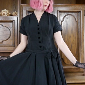 Vintage 40s 50s black dance dress with full circle skirt L