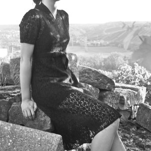 Vintage 30s black lace dress 3XS-XS