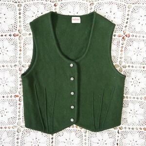 Vintage 70s 80s dark green wool vest M