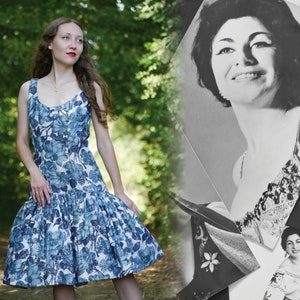 Vintage 50&#39;s Lurex Floral Cocktail Dress by &quot;Jessica Gold&quot; S