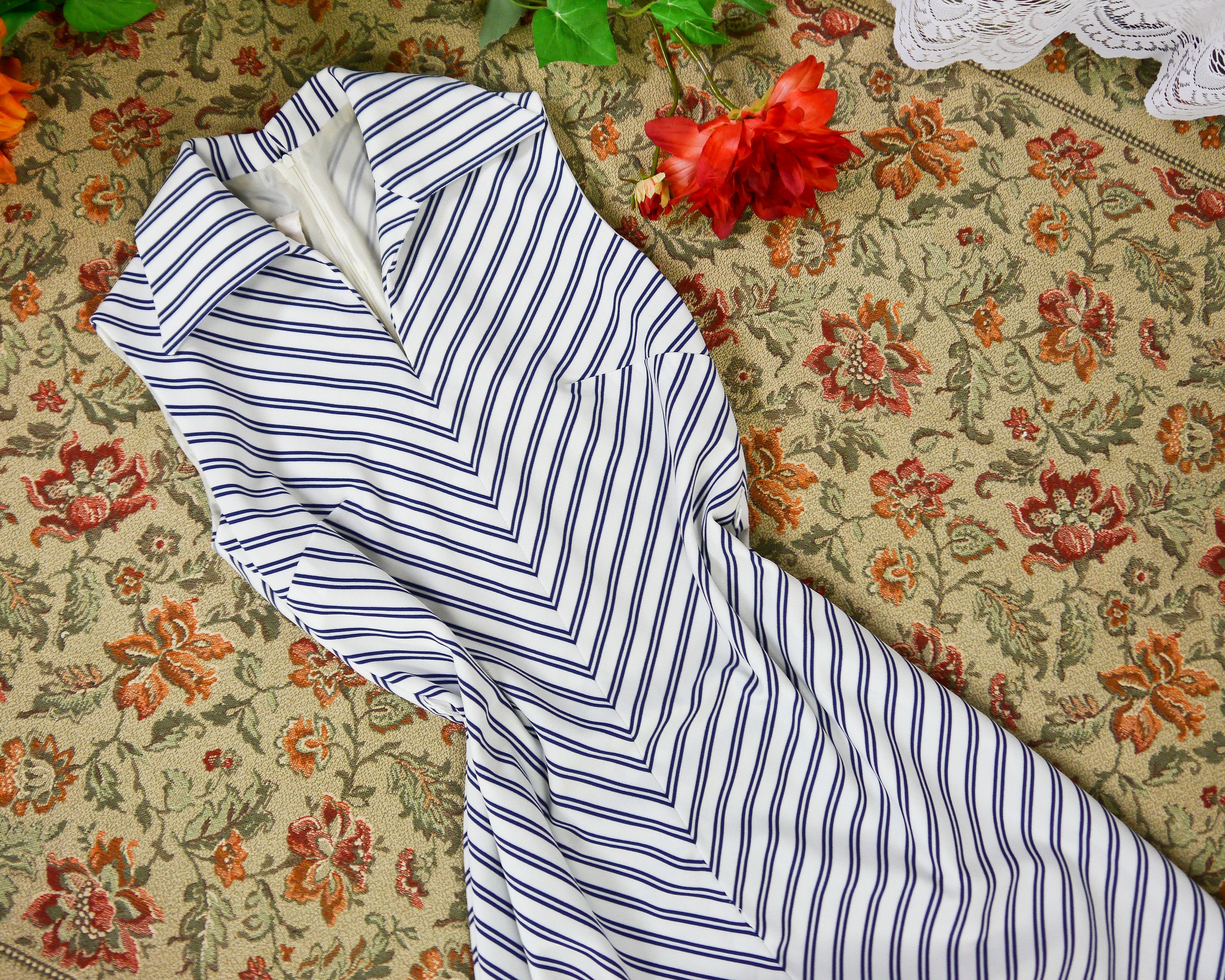 Blue Stripe Dress Etsy Canada