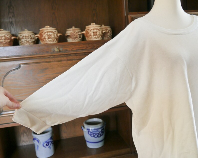 Vintage 90s Off-White Long Basic Sweater with Keyhole Bow on Back Knit Top Ladies