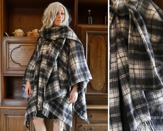 Vintage black and white checkered cape retro cape