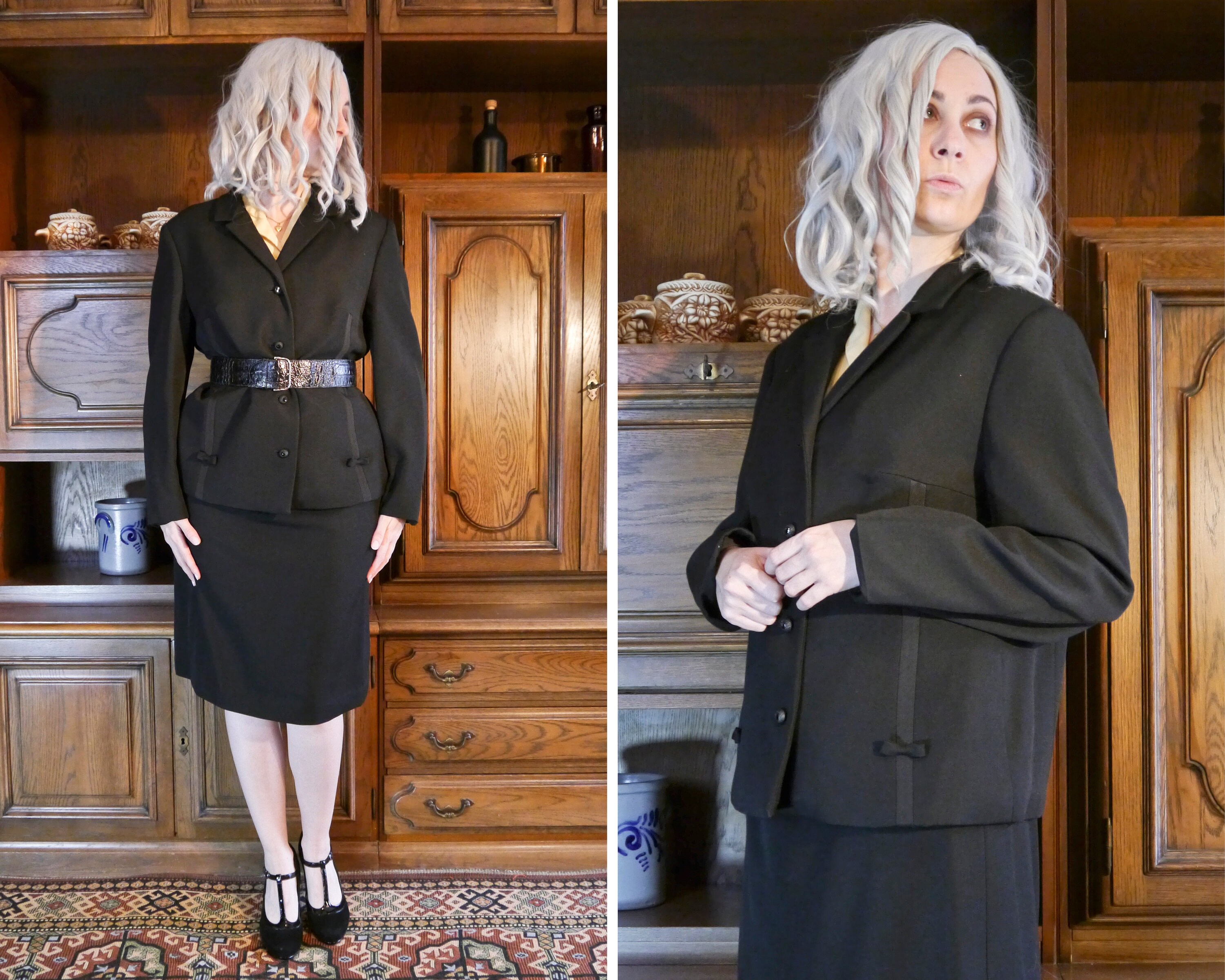 Vintage 60s Mod Suit Black Set Virgin Wool Bows 1960's Vintage 60s Mod Suit Black Set Virgin Wool Bows 1960's