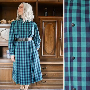 Tubino vintage anni '80 in lana vichy-check L-XL