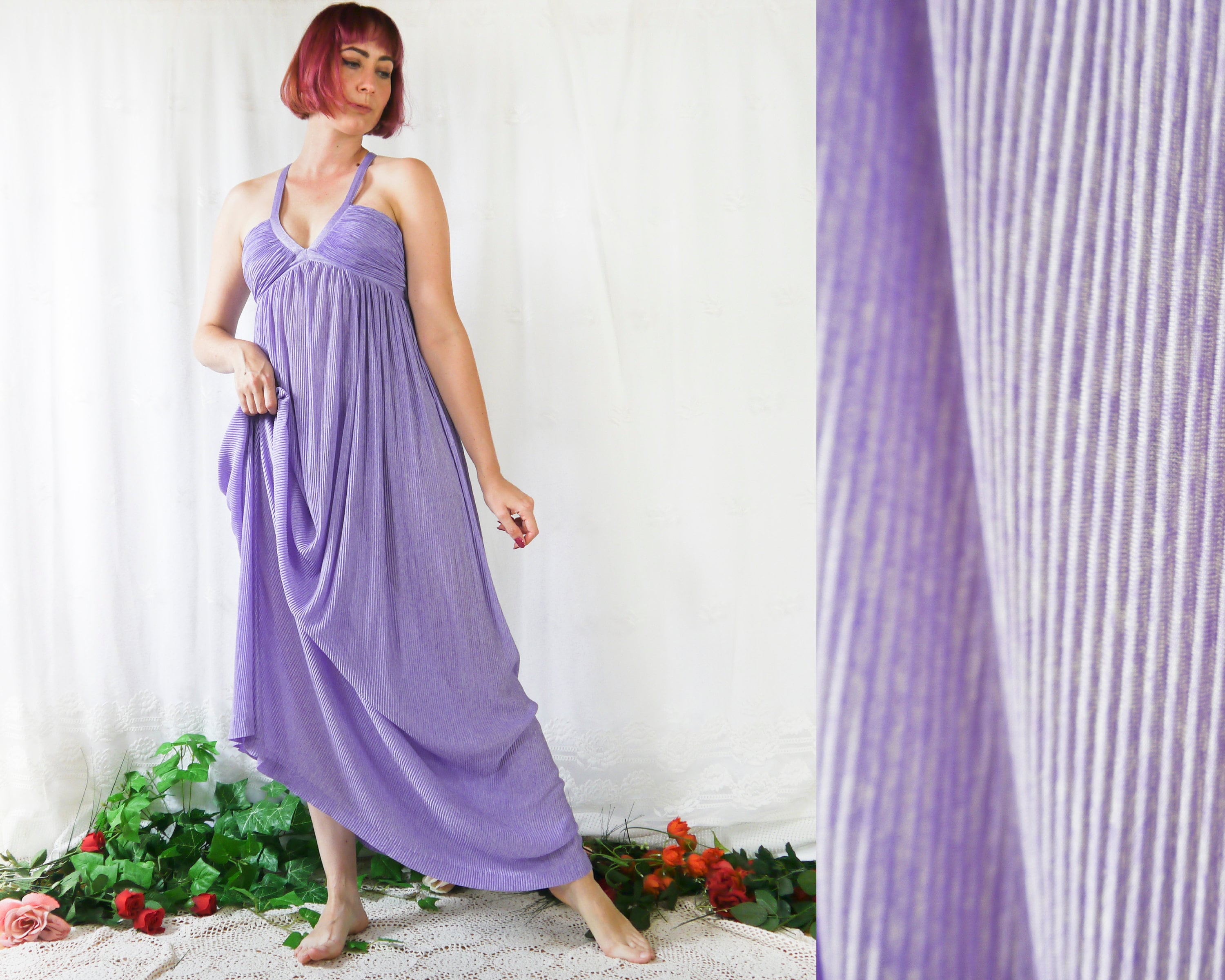 『専用』アメリヴィンテージFRONT PLEATS LONG DRESS Vintage 70s Pleated Maxi Dress Lilac S - Etsy
