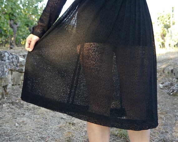 Vintage 30s 40s Black Lace Dress XS-S - image 4