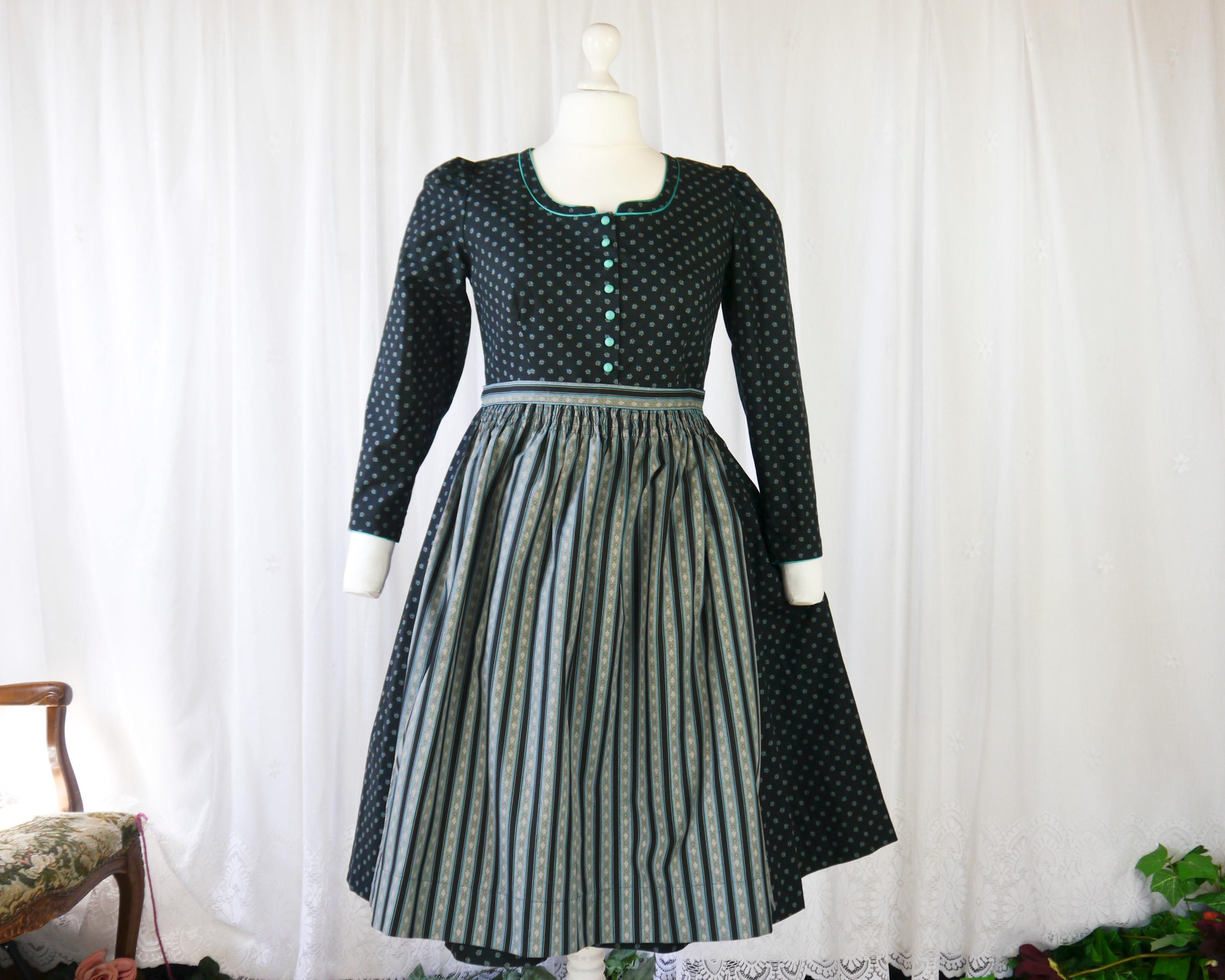 アンティーク　ヴィンテージ　エプロン　ドレス　 antique vintage Vintage 70s Traditional Dress With Apron Black/turquoise XXL