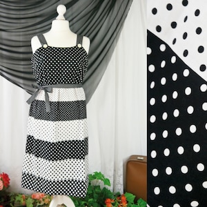 Vintage 70s black and white summer dress cotton XXL-3XL