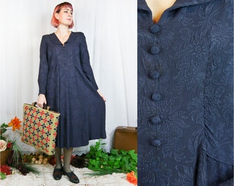 Vintage 30s dark blue pregnancy dress *AS IS* L-XL