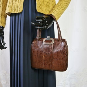 Vintage 70er 80er Faux Schlangenleder Handtasche Vegan