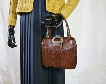 Vintage 70s 80s Faux Snakeskin Handbag Vegan