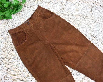 Vintage 80s 90s brown suede carrot pants XS