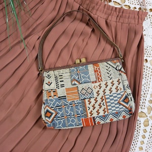 Bolso de mano pequeño vintage 30s ikat *Tal como está*