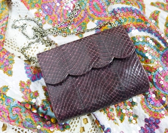 Vintage purple snakeskin evening clutch bag