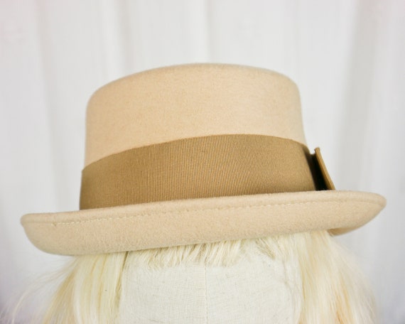 Vintage 70s beige ladies felt hat size 55 - image 6