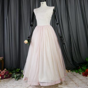 Vintage 50s white maxi dress with red dots handmade XS