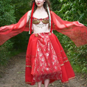 Disfraz de princesa árabe para mujer, vestido de danza del vientre indio,  Hanfu conjunto rojo, fiesta