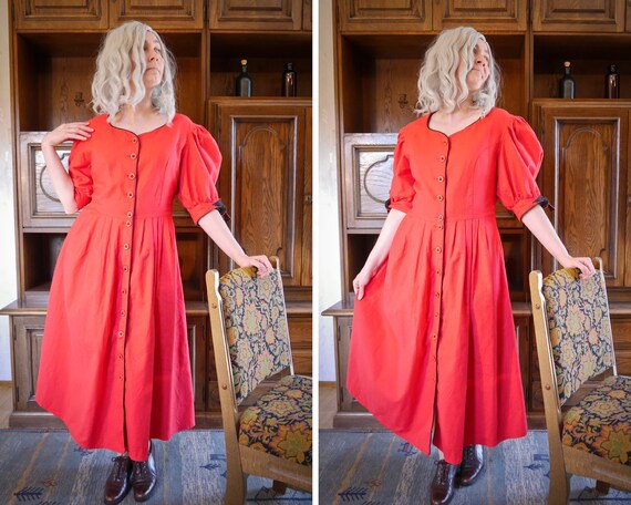 Deadstock Vintage 90er Rotes Trachtenkleid XXL - image 2