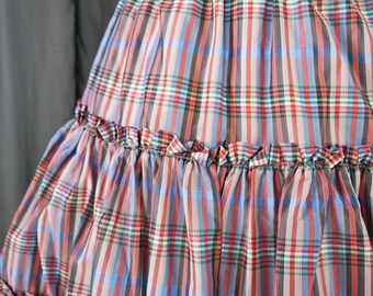 50s 60s USED デンマーク 手織り ラグ ユーロ古着 vintage Vintage 50s Checked Tiered Circle Skirt Plus Size One Size
