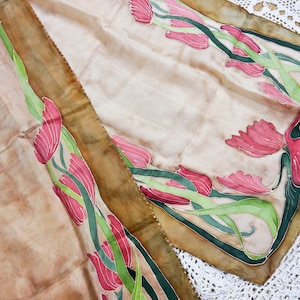Vintage Art Nouveau motif batik silk scarf