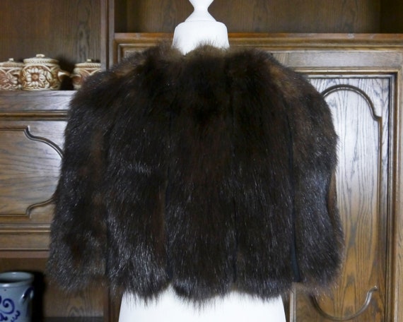 Vintage 1940 fur Pelerine dark brown XXS-M - image 5