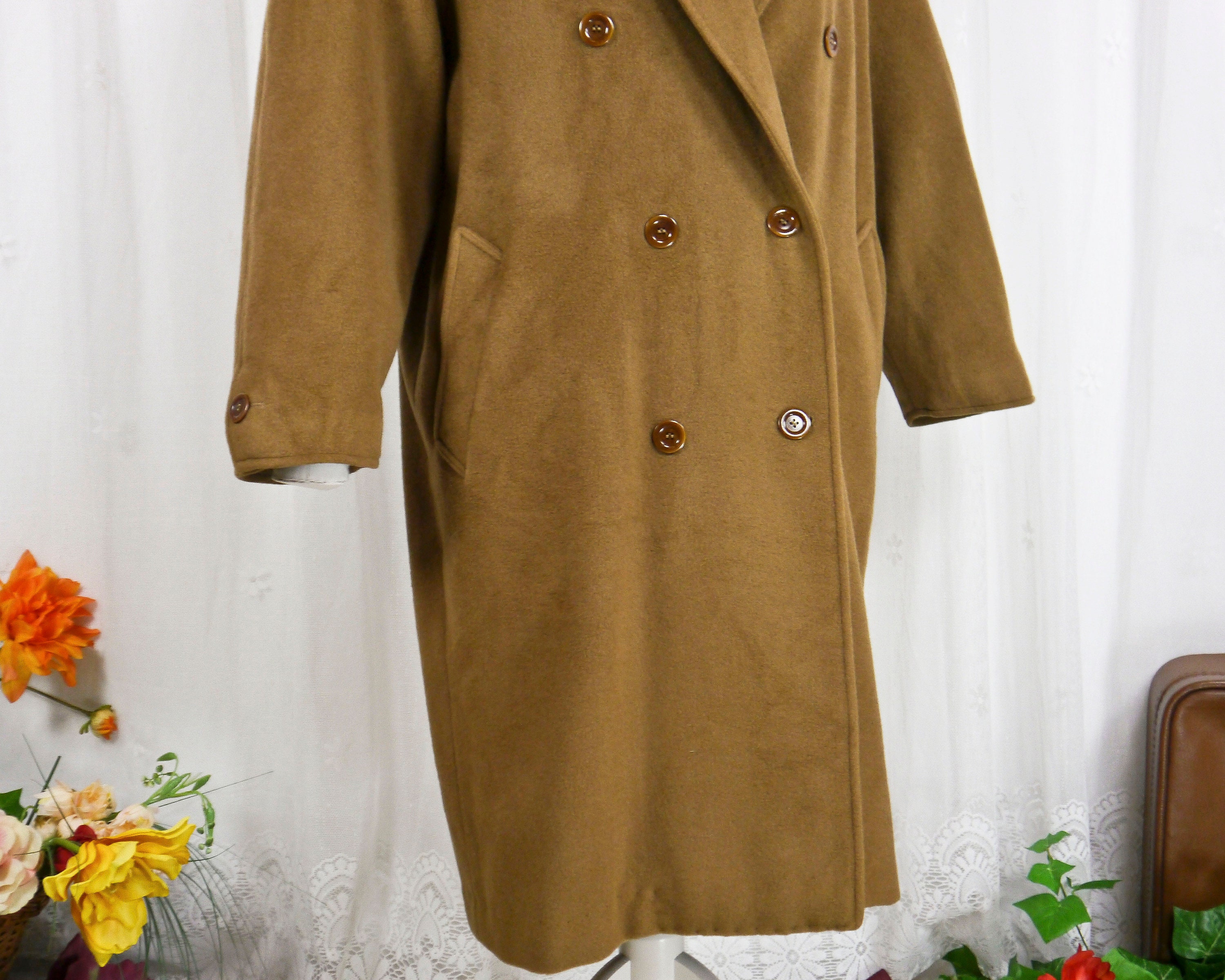 Vintage 80s 90s Camel Lamb Cashmere Wool Coat L-XL - Etsy