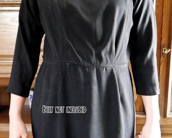 Vintage 40s-50s Black sheath dress with embroider… - image 8