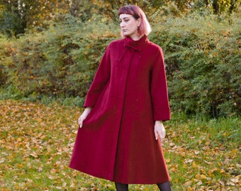 Vintage 80s red wool coat M-L