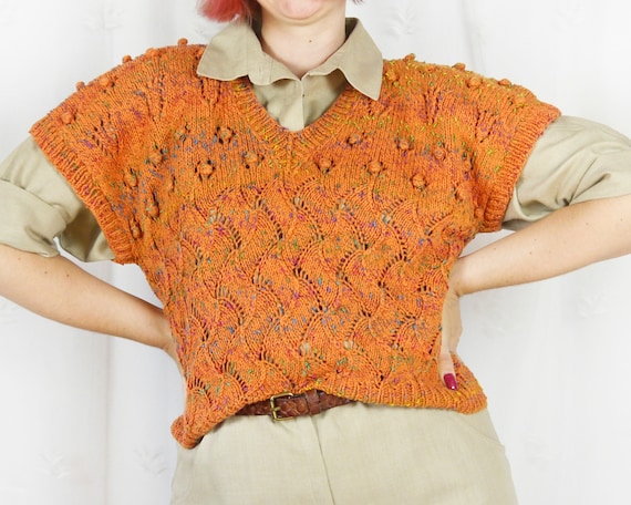 Vintage 80s Hand-knitted Sweater in Orange Colorful S-L - Etsy Vintage 80s Hand-knitted Sweater in Orange Colorful S-L - Etsy