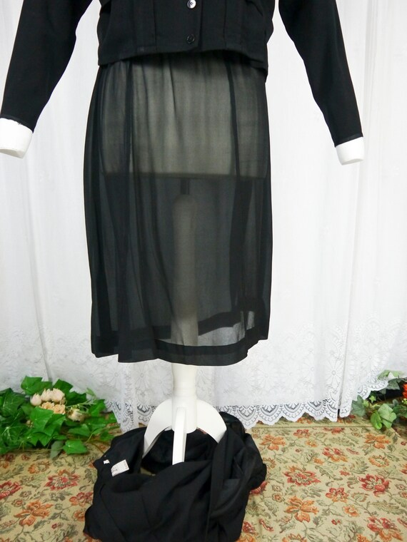 Vintage 40s 50s slip underskirt sheer black XL-3XL - image 5