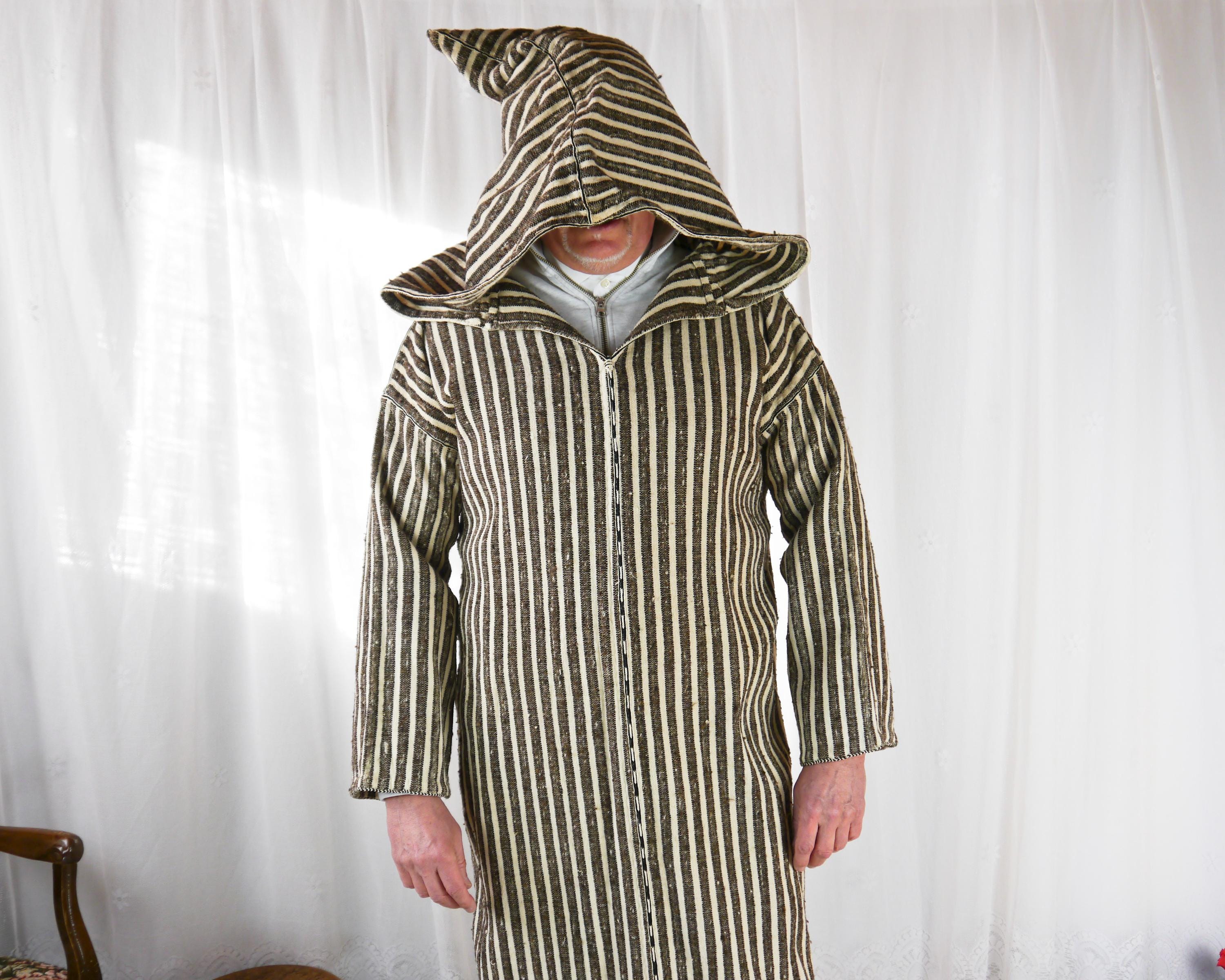 Vintage 70s handmade wool kaftan with hood M-L