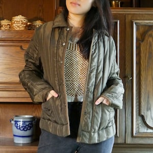 Vintage 90s Y2K khaki green-brown quilted jacket Marc O&#39;Polo XS