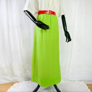 Vintage 70s 80s neon green maxi skirt M