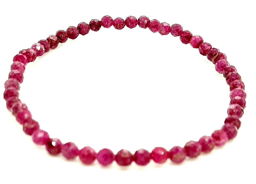 RUBY Handmade Natural Stone Bracelet With A Quality 4mm Etsy
