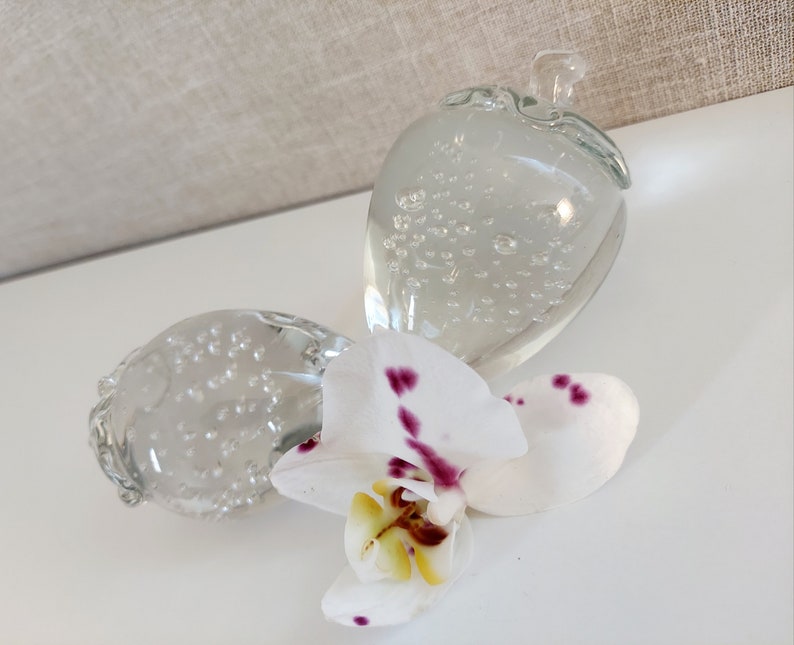 Crowning Touch Vintage Blown Glass Strawberries 1990s Hallmark Bubbled Glass