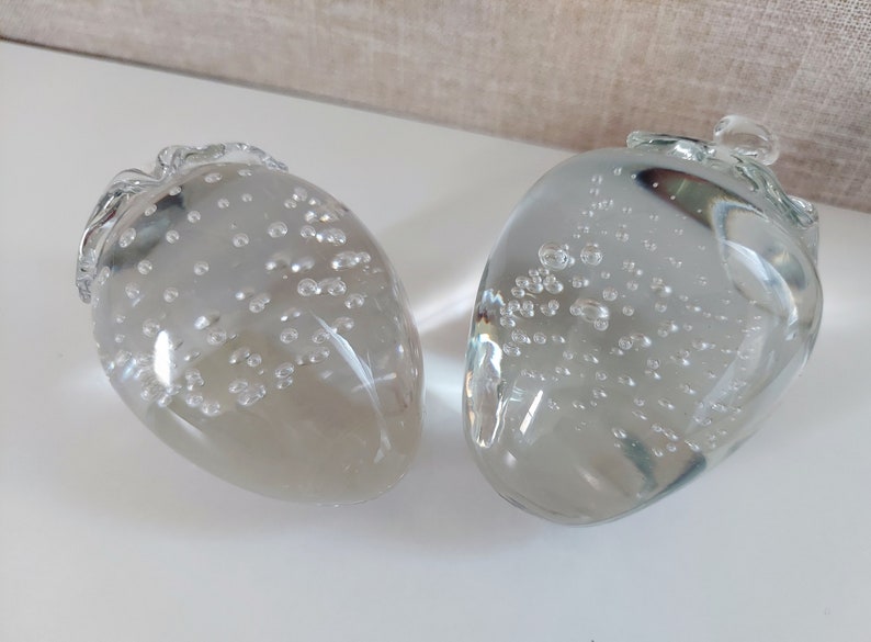 Crowning Touch Vintage Blown Glass Strawberries 1990s Hallmark Bubbled Glass