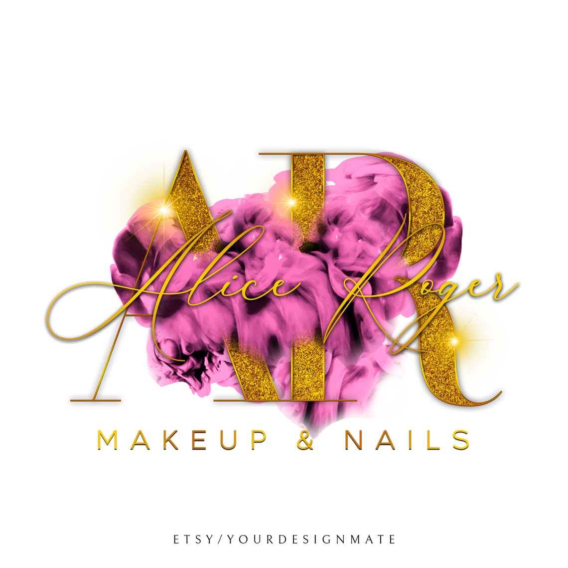 Glitter Gold Logo Watercolour Pink Logo Beauty Logo Smoke - Etsy