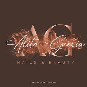 Rose Gold Logo, Beauty Logo, Rose Gold Flames Logo, Nails Logo, Signature Logo, Rauch Logo, Vorgefertigtes Logo Design, Haar Logo, Makeup Logo #86