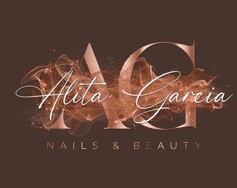 Rose Gold Logo, Beauty Logo, Rose Gold Flames Logo, Nails Logo, Signature Logo, Smoke Logo, Premade Logo design, Hair Logo, Makeup Logo #86