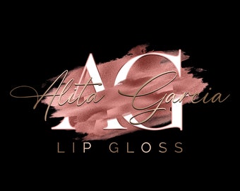 Lip Gloss Logo, Rose Gold Logo, Cosmetics Logo, Brush Stroke Logo, Beauty Logo, Signature Logo, Brow Logo, Lash Logo, Nails Logo #87