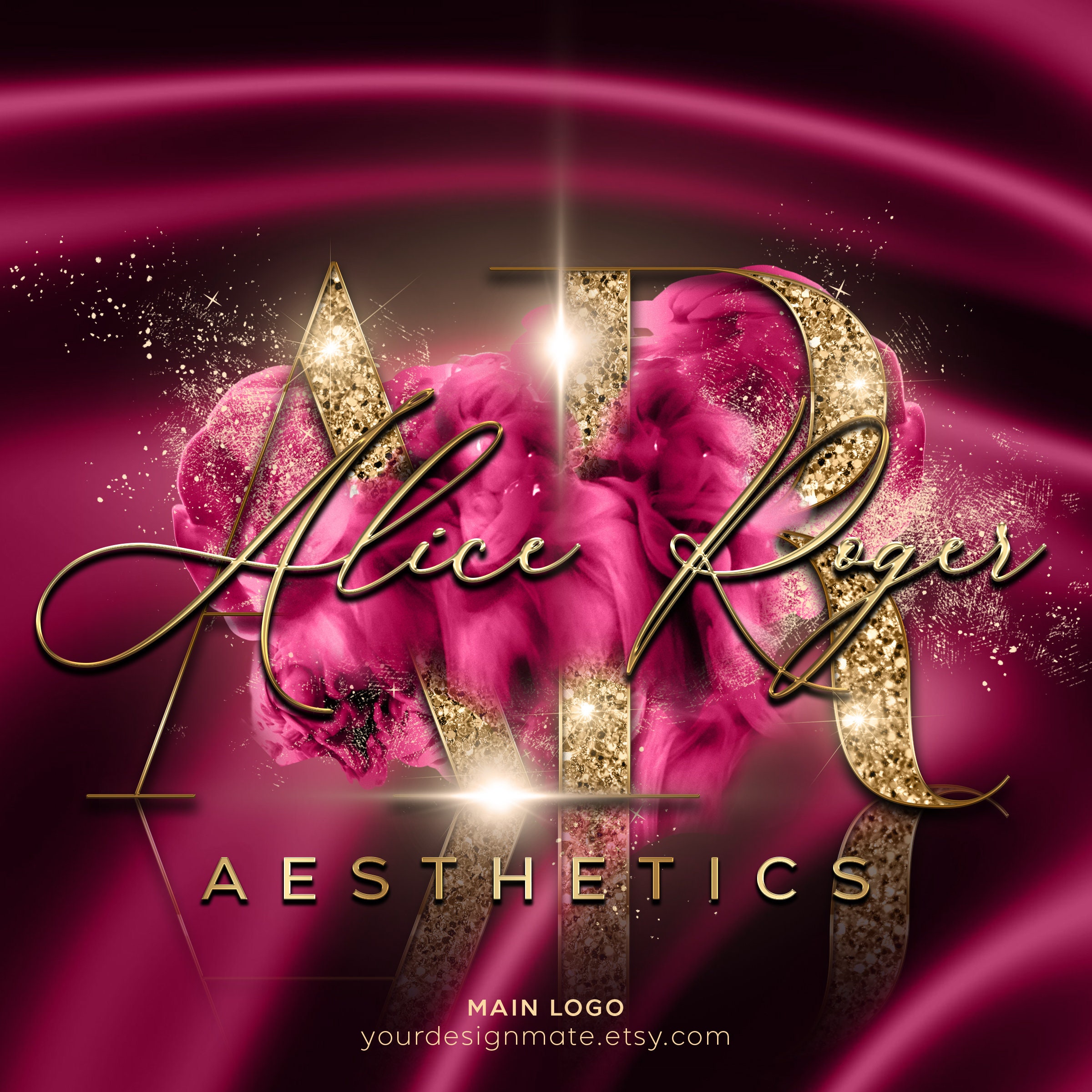 Hot Pink Logo, Pink Smoke Logo, Beauty Logo, Jewellery Logo, Glitter Sparkle Logo, Premade Logo, Boutique Logo, Hot Pink Gold Logo #221
