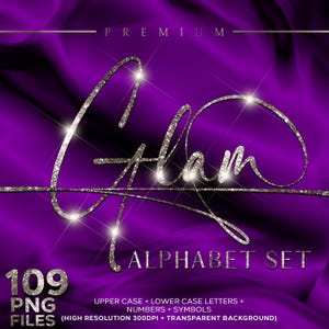 Sparkle Glitter Alphabet Set, Luxury Script Letters, Diamond Glitter Letters Clipart, Elegant letters, Bling Digital Letters Download #128
