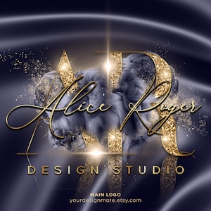 Blue Smoke Logo, Interior Designer Logo, Beauty Logo, Jewellery Logo, Glitter Sparkle Logo, Premade Logo, Boutique Logo, Blue Gold Logo #217