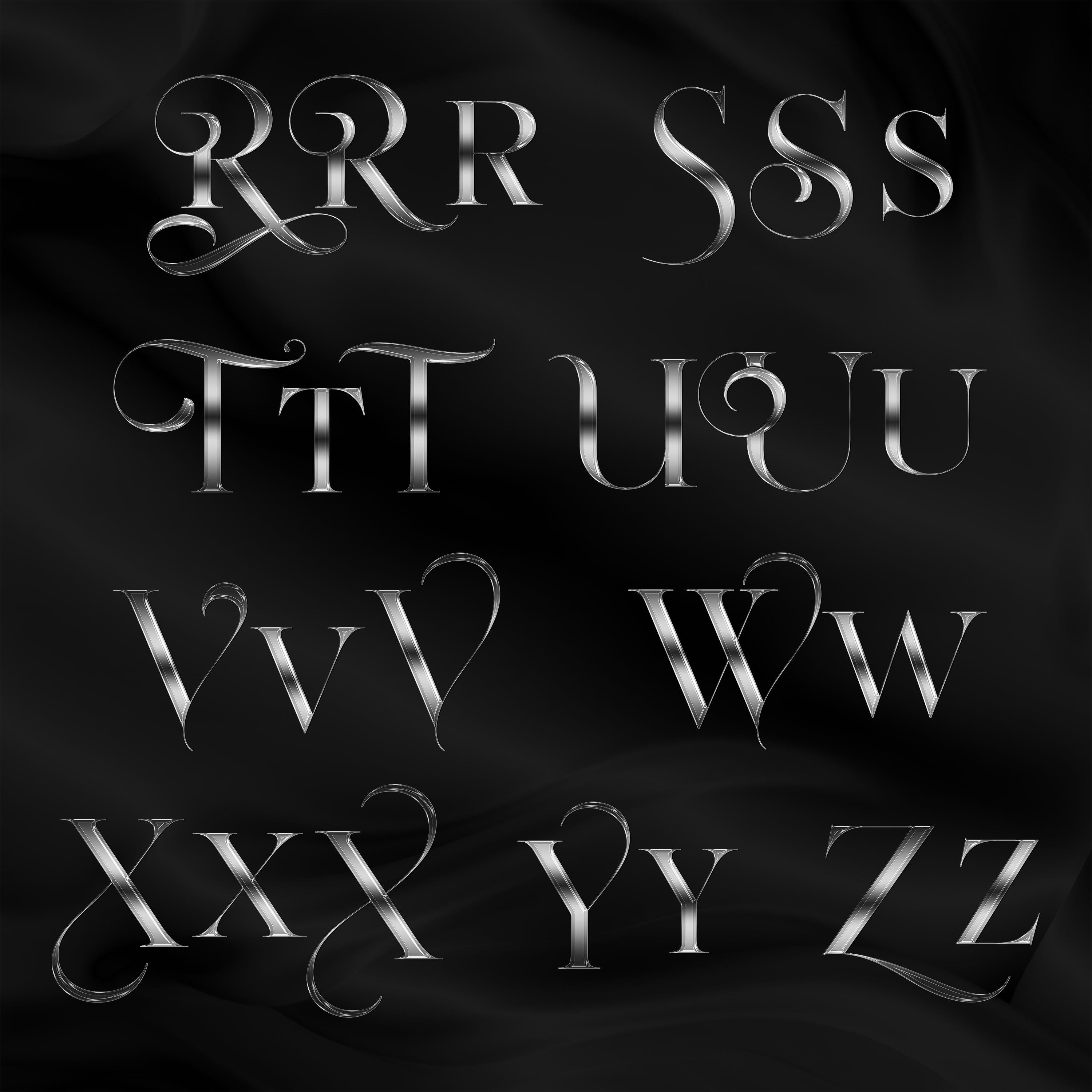 Silver Chrome Alphabet Clipart | 3D Metallic Letters PNG | Luxury Shiny ...