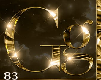 Luxury Gold Chrome Alphabet Clipart, Glam Metallic Letters PNG, Sparkle Gold A-Z Alphabets, Instant Download, Elegant Lettering Set #87